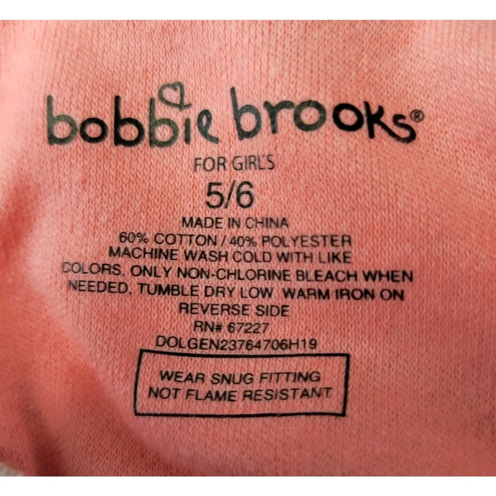 Bobbie‎ Brooks Sleepwear Pj Set Girls Youth 5/6 Pink Graphic Dino Pants Tee New